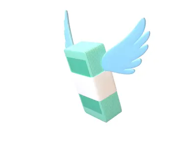 Cartoon Money With Wing V1 005 Low-poly 3D model