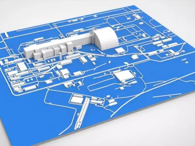 Cityscape Chornobyl nuclear power plant in Ukraine 3D model