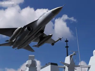  Combat Interceptor Fighter Jet with Pilot Flying 