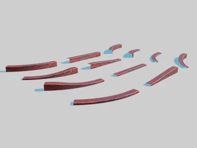 Red Curb Pack Low-poly 3D model