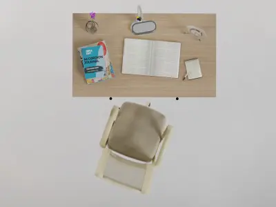 Modern Office Desk And Chair Set Low-poly 3D model