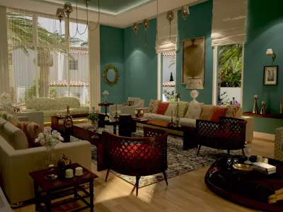 3D Living Room Salon with Dining room  3D model