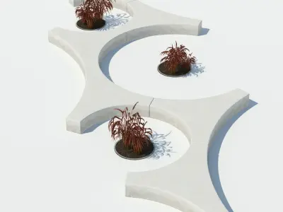 Folia bench Graceful Fountain Grass 3D model