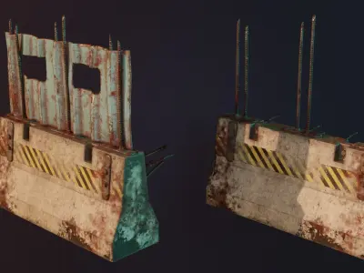 Concrete Barrier Low-poly 3D model