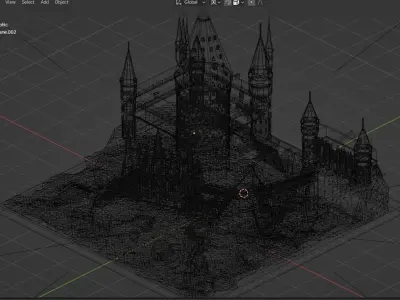 HOGWARTS SCHOOL OF WITCHCRAFT AND WIZARDRY Low-poly 3D model