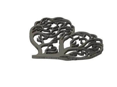 Heart Tree 2D Wall Decoration 3D print model