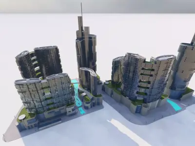 City-modern city- urban 3D model