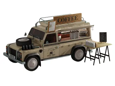 Jeep truck coffee set 6 3D model