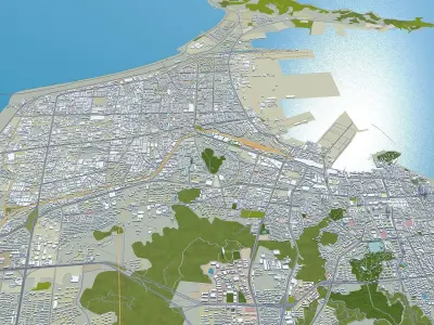 Yantai Shandong China 150km Low-poly 3D model