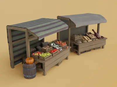 Medieval Market Food  Low-poly 3D model
