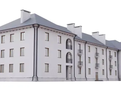 Old low poly building Low-poly 3D model