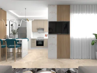 living room interior scene 3D model 3D model