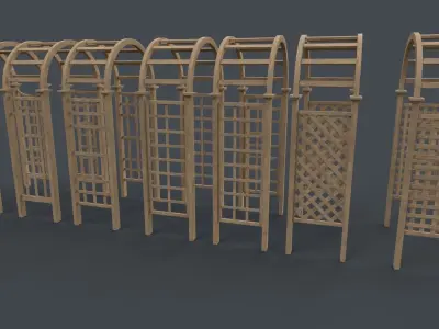 PBR Wooden Arbour Garden Arch A Low-poly 3D model