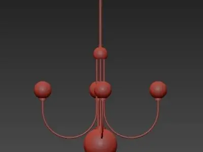 Coco 5 Light Aged BrassWhite LED Chandelier with Opal Shiny  3D model