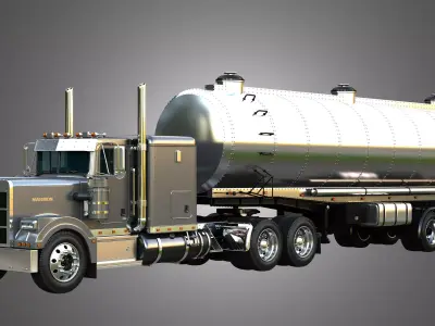 57P Truck with Tanker Trailer 3D model