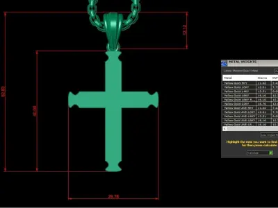 High Cross Pendant Light Gold 18K 3CP049 3D model