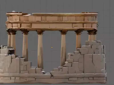 Ancient Stone Temple Ruins  Low-poly 3D model