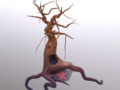 A Creepy Stylized Tree named Serpentine Sentinel 3D model