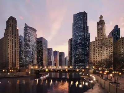 City Downtown Skyscraper 3D model Low-poly 3D model