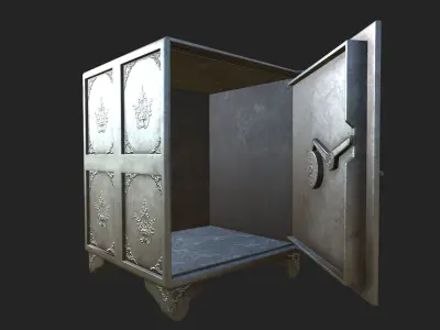 Vintage metal safe PBR game ready Low-poly 3D model