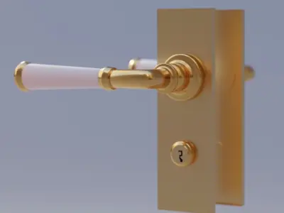Lever External Wooden Door Lockset Free 3D model