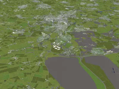 Moenchengladbach Germany 50x50km 3D City Map 3D model