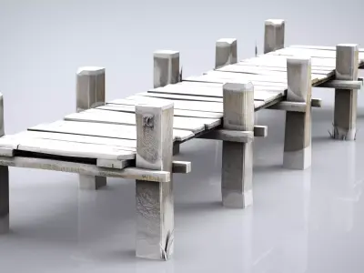 WOODEN PIER WINTER Low-poly 3D model