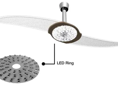 Two Blade Ceiling Fan 3D model