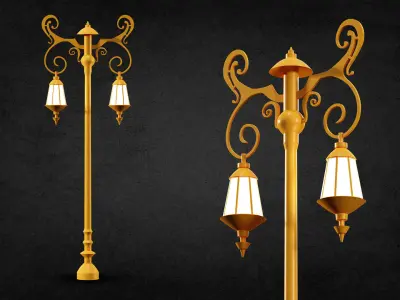 10 street lamps base mesh  Low Poly  Mid Poly Game Ready vol 02 Low-poly 3D model