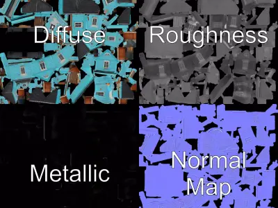 Victorian Turquoise House model pack Low-poly 3D model