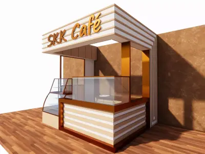 Modern Modular Coffee Kiosk 3D model