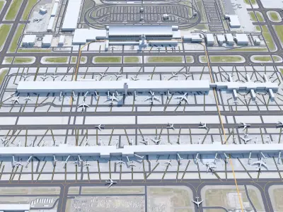 Washington Dulles International Airport 12km Low-poly 3D model
