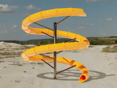 Water Slide Low-poly 3D model 2