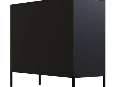 Two-door Black and Walnut Wooden Buffet Low-poly 3D model