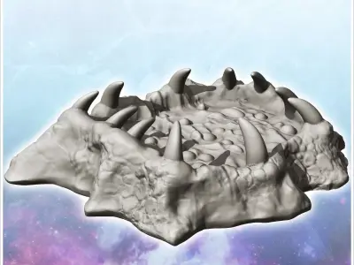 Acid puddle with alien creature with teeth 8 - Future Sci-Fi SF  3D print model