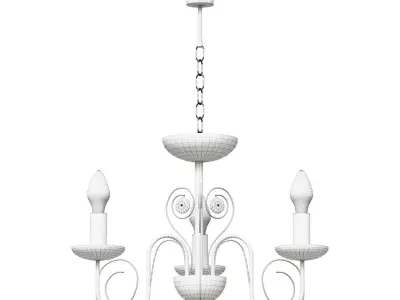 Classic pendant chandelier 60018 3 white with gold Tomas 3D model