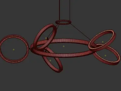 ODAAA pendant light with four rings hanging from ceiling 3D model