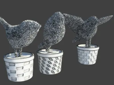 Birds - Shrubs Low-poly 3D model