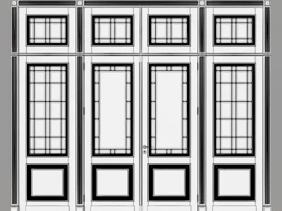 Door with glass panels 3D model purchase