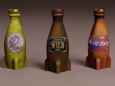Nuka cola set Low-poly 3D model