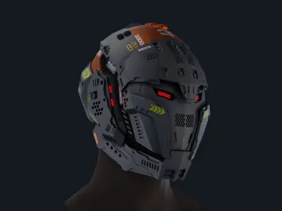 Sci-Fi Helmet 3D model 4