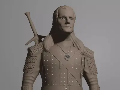 THE WITCHER man holding sword 3D print model