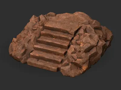 stairs stone 04 Low-poly 3D model