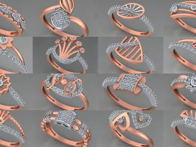 104 Light weight italian diamond ring 3dm stl renders details  3D Model Pack