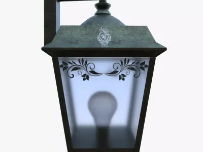 Antique Wall Street Lantern PBR Low Poly 3D Model Game Ready Low-poly 3D model