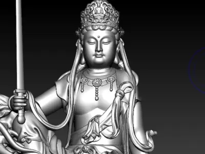Buddha and Bodhisattva Manjushri and Bodhisattva Universal sage 3D print model