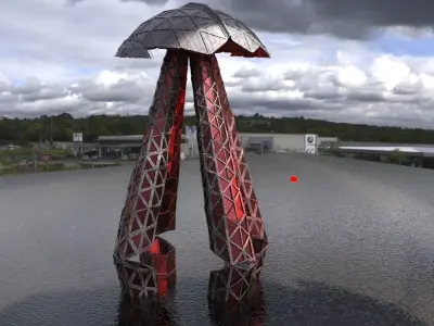 Sci fi Tribal advanced mushroom dish 3D model