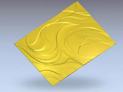 Modern Wave Relief Panel Wall Decor Set STL Mural CNC 366 3D model