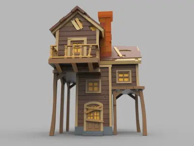 Wooden Haunted House  3D model