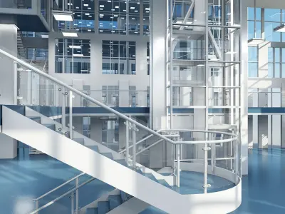 Office Building Tower Exterior And Interior 3D model